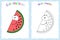 Coloring book page for children with colorful watermelon and s