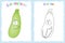 Coloring book page for children with colorful zucchini and ske
