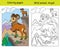 Coloring book page and color template argali