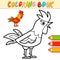 Coloring book or page for kids. cock black and white vector