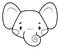 Coloring book or page for kids. Elephant black and white outline illustration