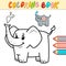 Coloring book or page for kids. elephant black and white vector