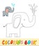 Coloring book or page for kids. Elephant black and white vector illustration