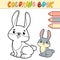 Coloring book or page for kids. rabbit black and white vector