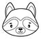 Coloring book or page for kids. Raccoon black and white outline illustration