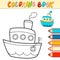 Coloring book or page for kids. ship black and white vector