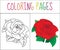 Coloring book page, Rose. Sketch and color version. Coloring for kids. Vector illustration