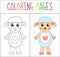 Coloring book page. Sheep. Sketch and color version. Coloring for kids. Vector illustration