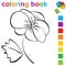 Coloring book page template with flower and colorful petals, for kids
