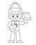 Coloring book, Pizza deliveryman holding a box