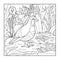 Coloring book (quail), colorless illustration (letter Q)