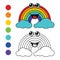 Coloring book rainbow, kids layout for game