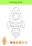 Coloring book rocket for children. Printable worksheet. Educational activity page for preschool years kids and toddlers with