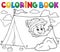 Coloring book scout in tent theme 1