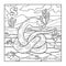 Coloring book (snake), colorless illustration (letter S)