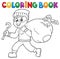 Coloring book thief with bag of money