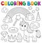 Coloring book unicorn and objects 1