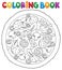 Coloring book whole pizza theme 1