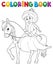 Coloring book winter princess on horse