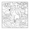 Coloring book (wolf), colorless illustration (letter W)