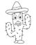Coloring Cactus Character with Mexican Hat