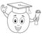 Coloring Cartoon Apple with Graduation Hat