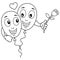 Coloring Cartoon Balloons Lovers in Love
