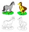 Coloring cartoon horses vector