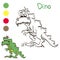 Coloring dinosaur with color samples for children