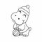 Coloring of Hippopotamus Wear Hats While Closing Their Eyes and There are Ball on Their Feet Cartoon, Cute Funny Character