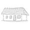 Coloring house with a thatched roof. vector illustration