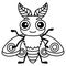 Coloring Insect for children coloring book. Funny moth in a cartoon style