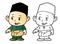 Coloring Melayu Muslim Boy - Vector Illustration