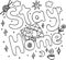 Coloring page for adults with motivational quote - Stay Home. Doodle lettering. Coronavirus quarantine. Black and white line art.
