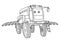Coloring page with agricultural sprayer tractor