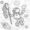 Coloring page antistress for children and adults, astronaut catches stars with a net, space adventure