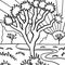Coloring page - Black linear hand drawn Joshua tree. Minimalist line art of Arizona landscape. Desert vibes line art