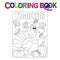 Coloring Page. Black and white illustrated thanksgiving scene.