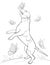 Coloring page,book a cute dancing dog image for children,line art style illustration for relaxing.