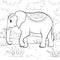 Coloring page,book a cute elephant image for children,line art style illustration for relaxing.