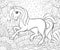 Coloring page,book a cute little horse image for children,line art style illustration for relaxing.