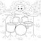 Coloring page,book a cute playing bear image for children,line art style illustration for relaxing.