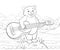Coloring page,book a cute playing ratton image for children,line art style illustration for relaxing.