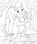 Coloring page,book a cute playing squirrel image for children,line art style illustration for relaxing.