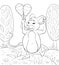 Coloring page,book a cute singing mouse image for children,line art style illustration for relaxing.