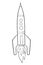 A coloring page,book a rocket image for children.Line art style illustration.