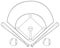 A coloring page,book a set of baseball icons image for children.Line art style illustration.