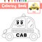 Coloring page Cab cartoon character side view vector illustration