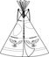Coloring page with cartoon teepee or tipi