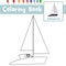 Coloring page Catamaran cartoon character side view vector illustration